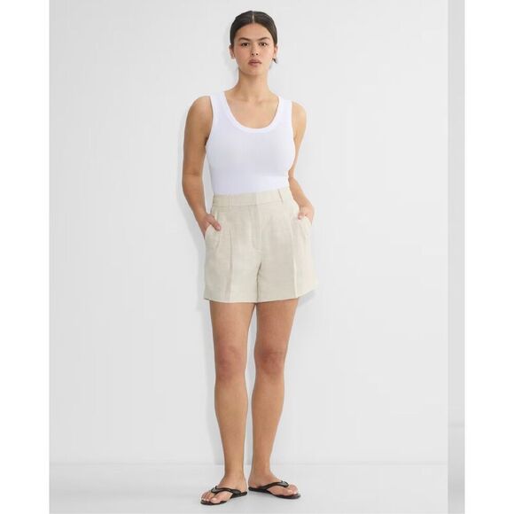 Aritzia Wilfred The Effortless Short Trouser Shorts Natural Ecru Off White Size - Picture 2 of 11
